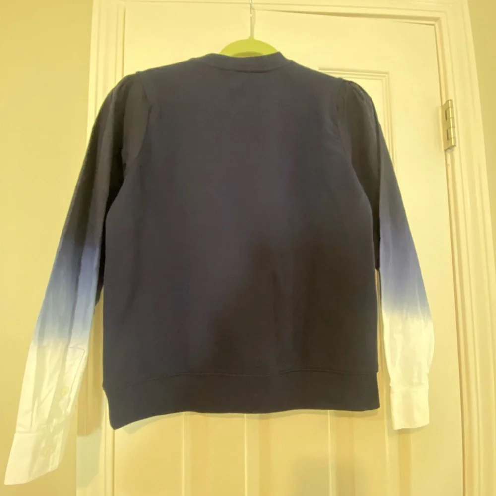 Derek Lam 10 Crosby | Women's Navy Blue Crewneck Sweater Ombre Sleeves S